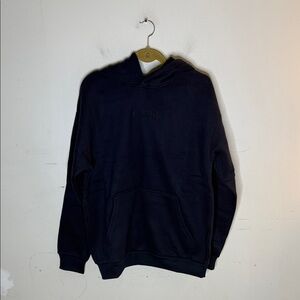 Comfrt Navy Embroidered Logo Unisex Weighted Hooded Sweatshirt Medium